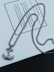 Men's retro personality anchor necklace