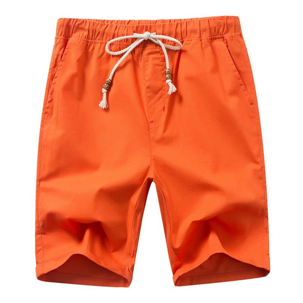 Summer Mens Solid Color Cotton Linen Shorts