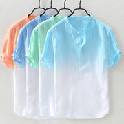 Men's Fashion Stand Collar Gradient Color Breathable Shirt