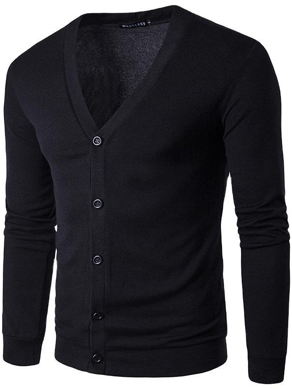 Mens Fashion V-neck Button Knit Cardigan