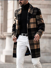 Men's Fashion Casual Mid-Length Checked Coat