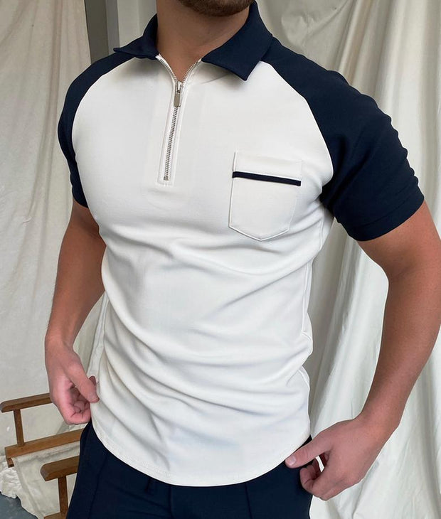 Colorblock lapel polo shirt