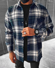 Casual fashion plaid texture long sleeve jacket