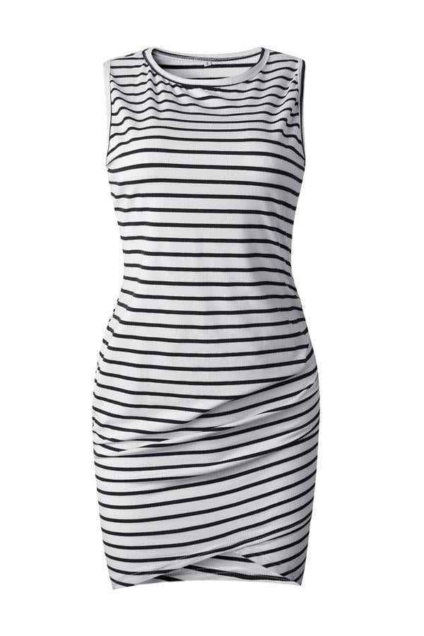 Women's Stylish Round Neck Slim Irregular Sleeveless Dress