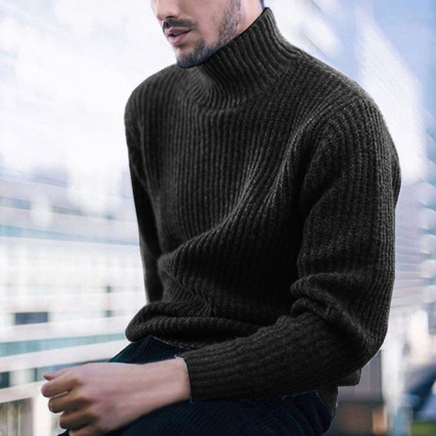 Men's fashion casual high neck long sleeve knitted sweater