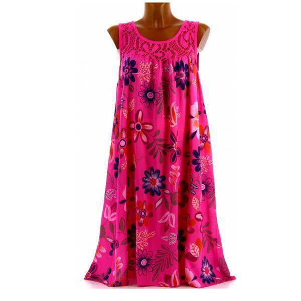 Women's Sleeveless Pullover Lace Printed Vest Dress