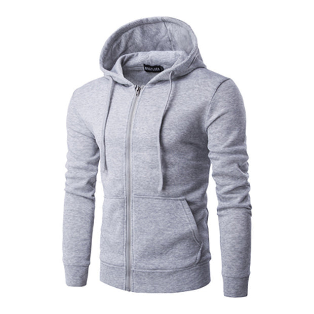 Mens new plain zipper hooded mens cardigan sweater