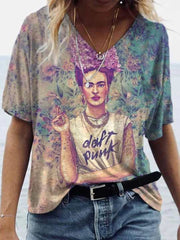 Frida Kahlo Oil Painting Artistic Vintage Print T-shirt