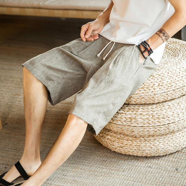 Men's Loose Cotton And Linen Casual Shorts