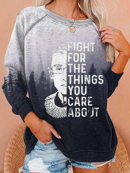 Womens Long Sleeve Portrait Print Sweatshirt