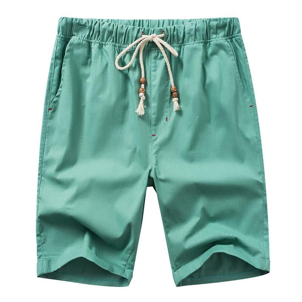 Summer Mens Solid Color Cotton Linen Shorts