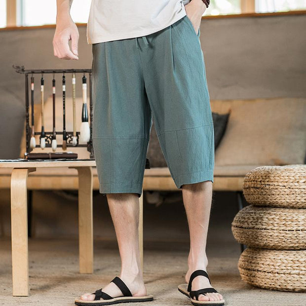 Men's Simple Ethnic Casual Linen Loose Shorts