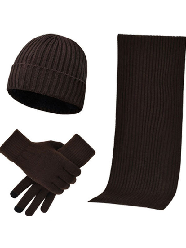 Fashion Wool Hat Scarf Gloves Three-Piece Set