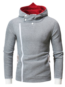 Mens printed plus velvet casual hooded sweatshirt