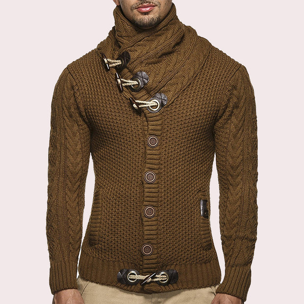 Men Casual Horn Button Warm Sweater