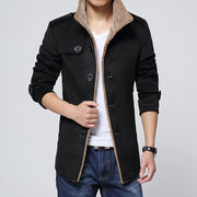 Mens Slim Fit Plus Fleece Trench Coat