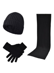 Fashion Wool Hat Scarf Gloves Three-Piece Set