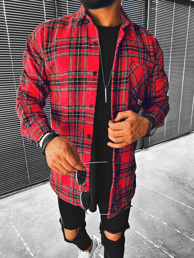 Casual Check Textured Long Sleeve Shirt Jacket