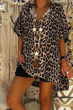 Women's Loose Irregular Leopard Print Dress