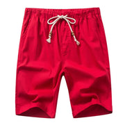 Summer Mens Solid Color Cotton Linen Shorts