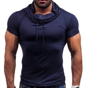 Mens Pile Collar Casual Slim Short Sleeve T-Shirt