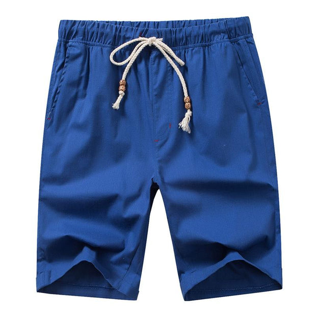 Summer Mens Solid Color Cotton Linen Shorts