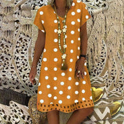 Knee Length Polka Dot Cut Out Flowy Dresses