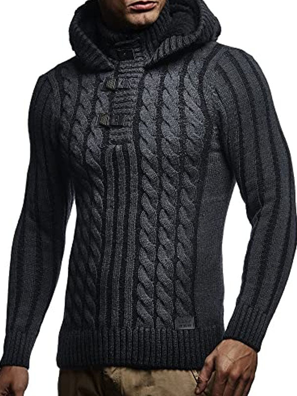 Men's Fashion Slim Stand Collar Hooded Sweater