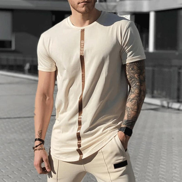 Men's Summer Street Splicing Short Sleeve T-shirt