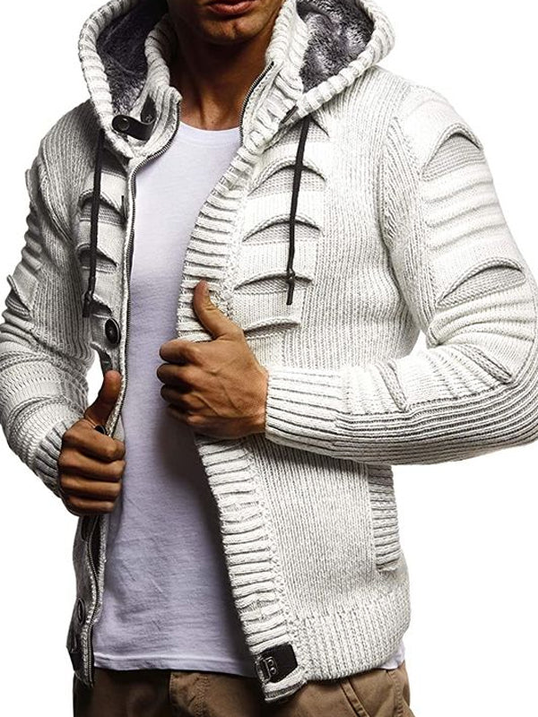 Mens fashion casual thick hooded sweater