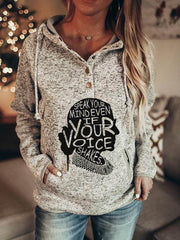 Womens Portrait Print Hooded Sweatshirt