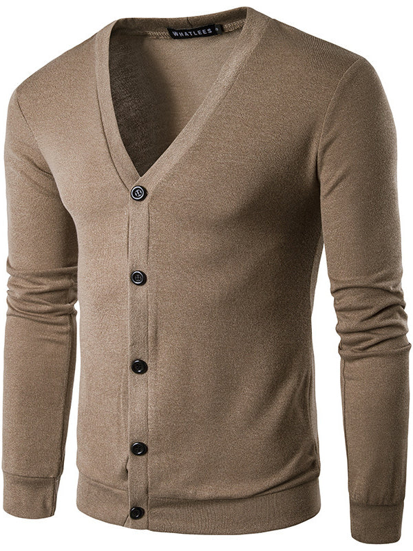 Mens Fashion V-neck Button Knit Cardigan