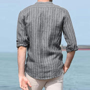 Men's Casual Cotton And Linen Striped Shirt