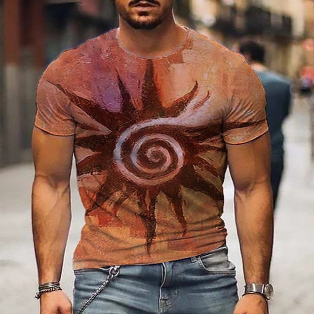 Mens Fashion Retro Casual Printed T-Shirt