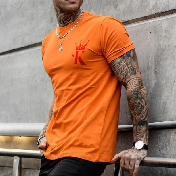 Street style poker print short sleeve T-shirt