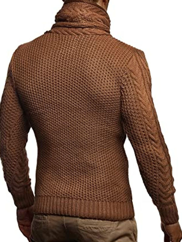 Men's Turtleneck Button Pocket Pullover Sweater