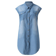 Women Denim Washed Sleeveless Dress