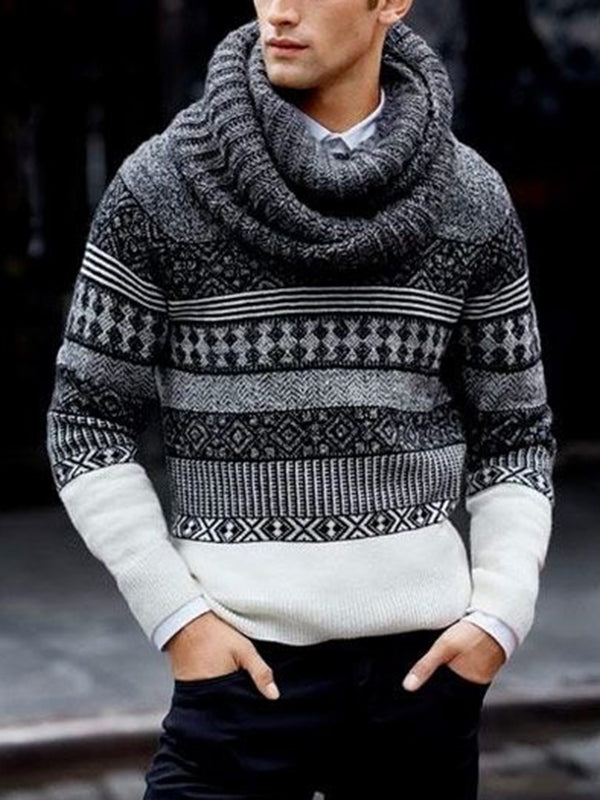 Mens Geometric Pattern Knitted Sweater