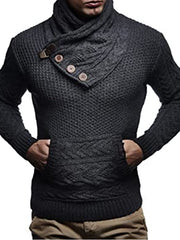 Men's Turtleneck Button Pocket Pullover Sweater