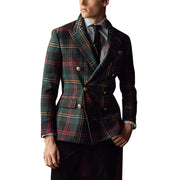 Mens Business Casual Plaid Suit Jacket