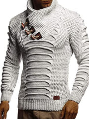 Mens Fashion Casual Stand Collar Button Sweater