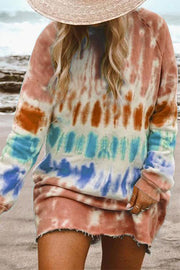 Ladies Casual Tie-Dye Printing Long Sleeve Dress