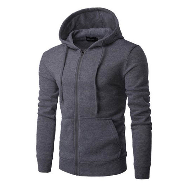 Mens new plain zipper hooded mens cardigan sweater