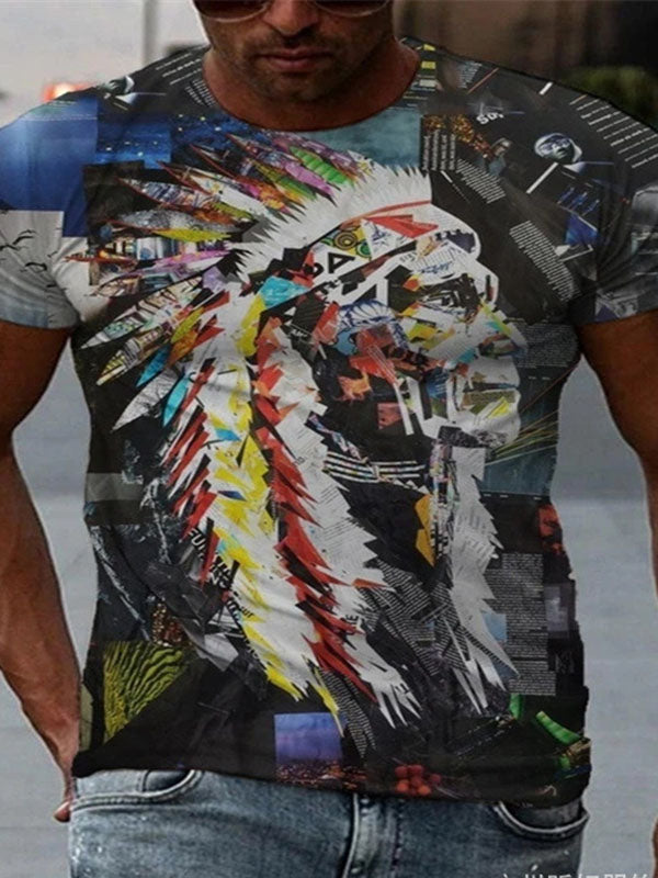 Mens Casual Short Sleeve Printed T-Shirt