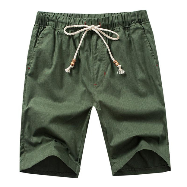 Summer Mens Solid Color Cotton Linen Shorts