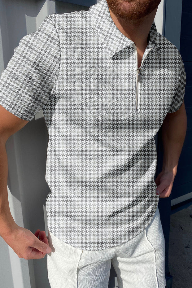 Houndstooth print polo shirt