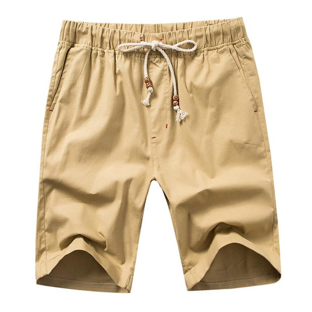 Summer Mens Solid Color Cotton Linen Shorts