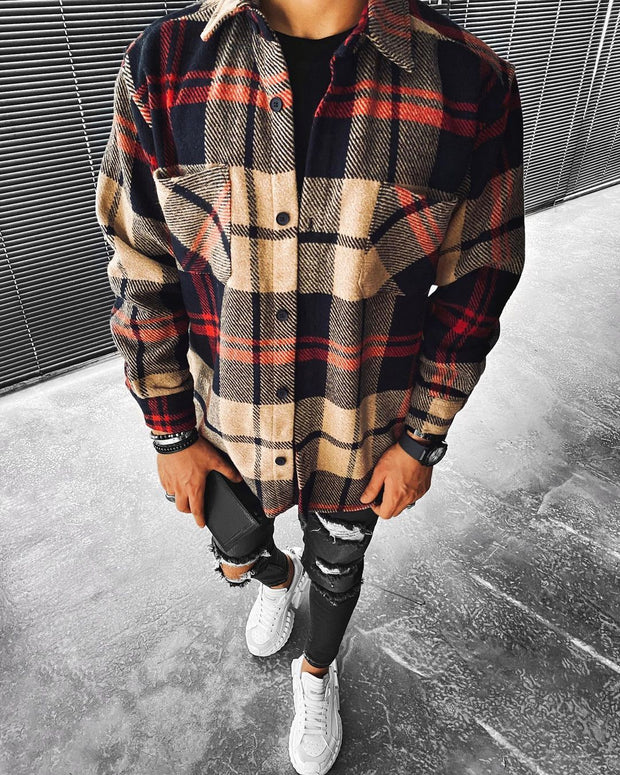 Street fashion plaid texture casual jacket