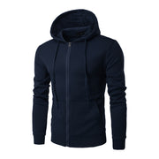 Mens new plain zipper hooded mens cardigan sweater