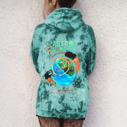 Fashion tie-dye printed mid-length hooded sweatshirt